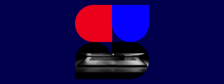 Abstract image of a laptop and a flourish