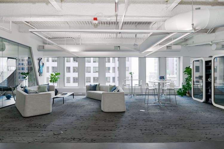 office space with couches