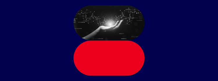 Abstract header image with hand and Recorded Future flourish