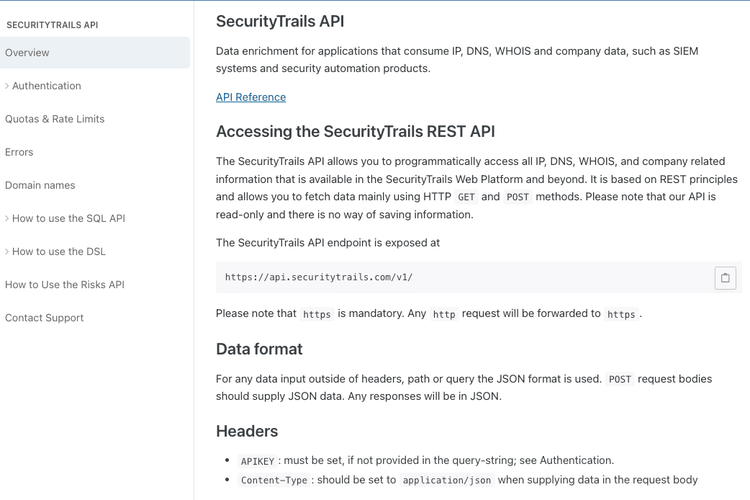SecurityTrails API​​ 