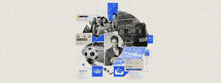 Illustration des risques de sécurité multi-domaines pour la Coupe du Monde de la FIFA 2026 aux États-Unis, au Mexique et au Canada, y compris la cyber-fraude, l'espionnage parrainé par l'État, les opérations d'influence politique et les menaces liées à la criminalité organisée.