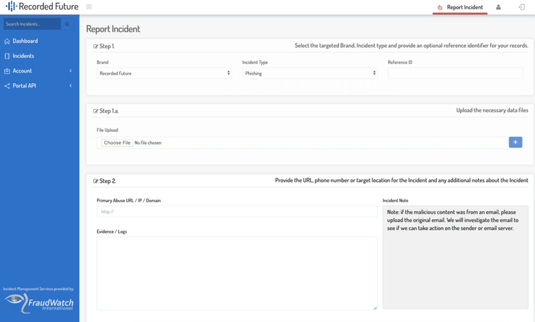 Reporting an Incident in PhishPortal Dashboard​​ 