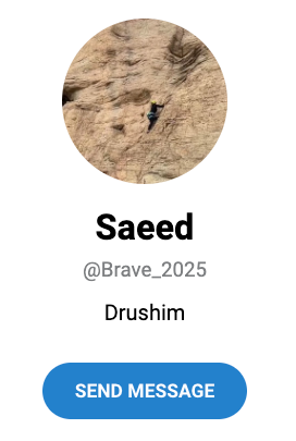 Telegram profile for @Brave_2025, which also uses the name "Saeed" and has the Hebrew word "Drushim" (jobs) in its description.