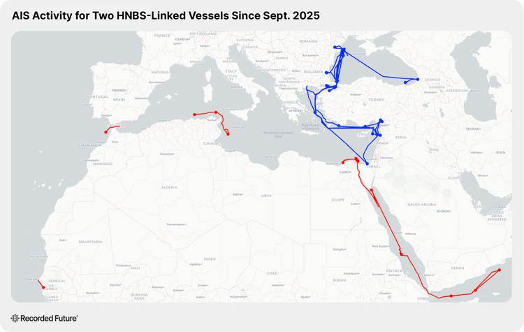 Map of AIS activity for Two HNBS vessels since Sept 2025